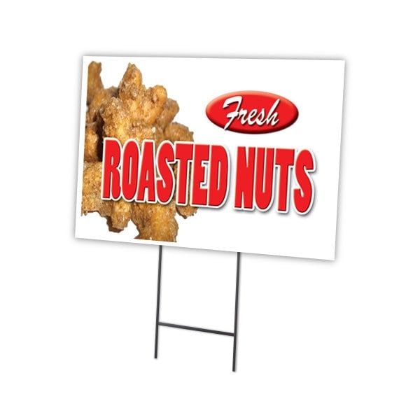 Roasted Nuts Yard Sign & Stake outdoor plastic coroplast window, C-1824-DS-Roasted Nuts
